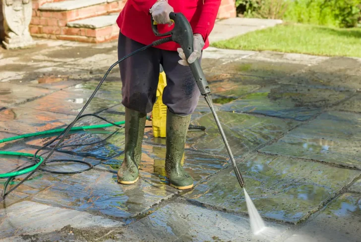 House Exterior Removed in Stages with Pressure Washer Before and After